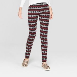 Women's Christmas Snowflake Sweater Leggings - 33 Degrees (Juniors') Black S